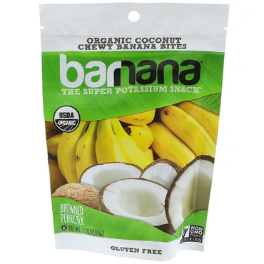Barnana, Bocaditos de plátano masticables, coco, 3,5 oz (100 g)