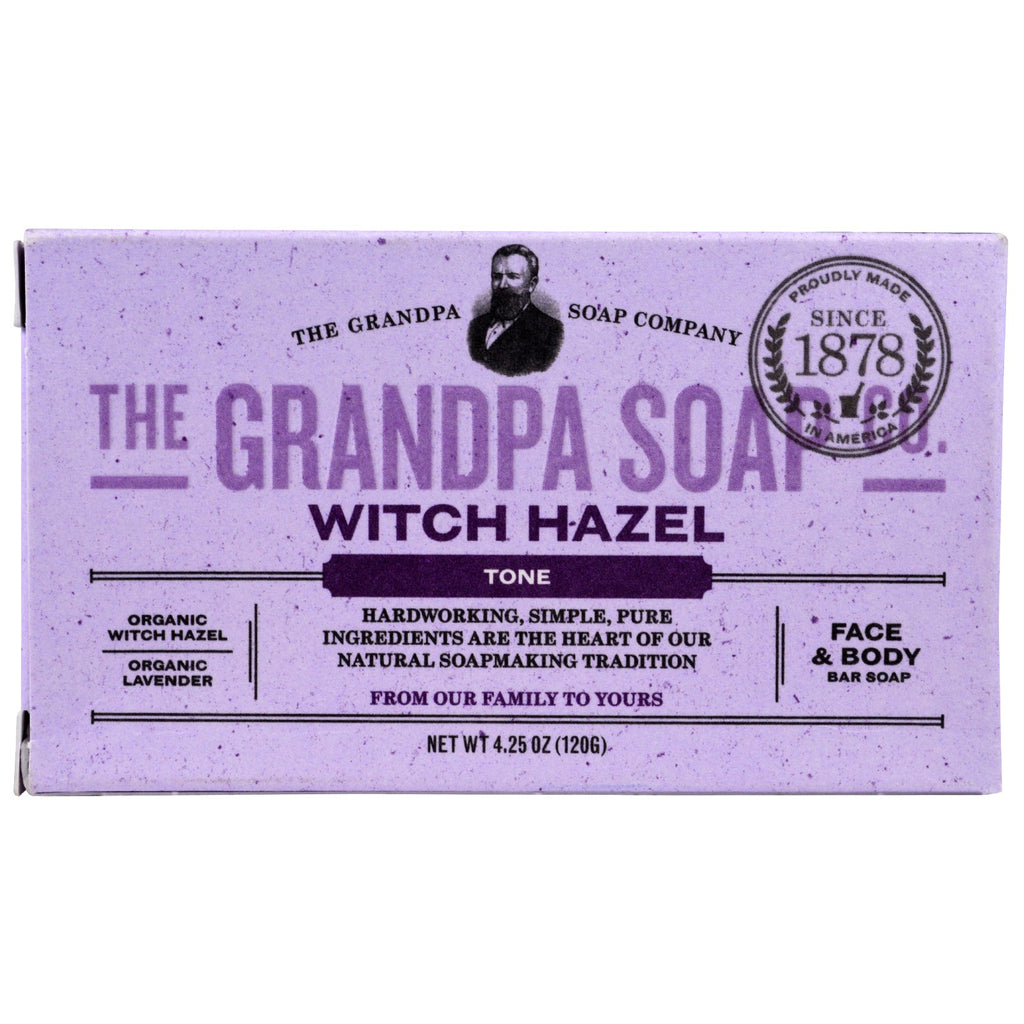 Grandpa's, Face & Body Bar Soap, Tone, Witch Hazel, 4.25 oz (120 g)