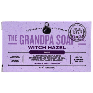 Grandpa's, Face & Body Bar Soap, Tone, Toverhazelaar, 4.25 oz (120 g)