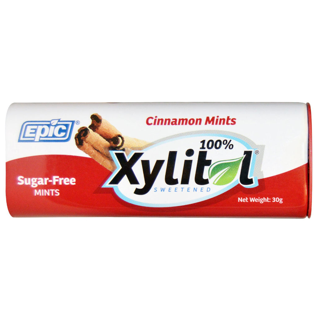 Epic Dental 100% Xylitol Sweetened Cinnamon Mints Sugar-Free 30 g