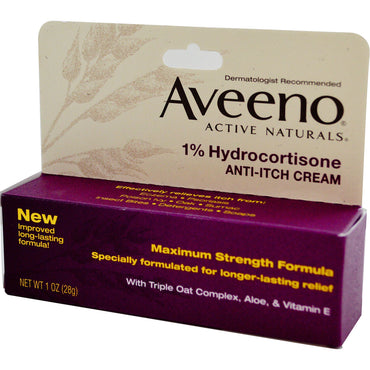 Aveeno, Active Naturals, 1 % Hydrocortison, Anti-Juckreiz-Creme, 1 oz (28 g)