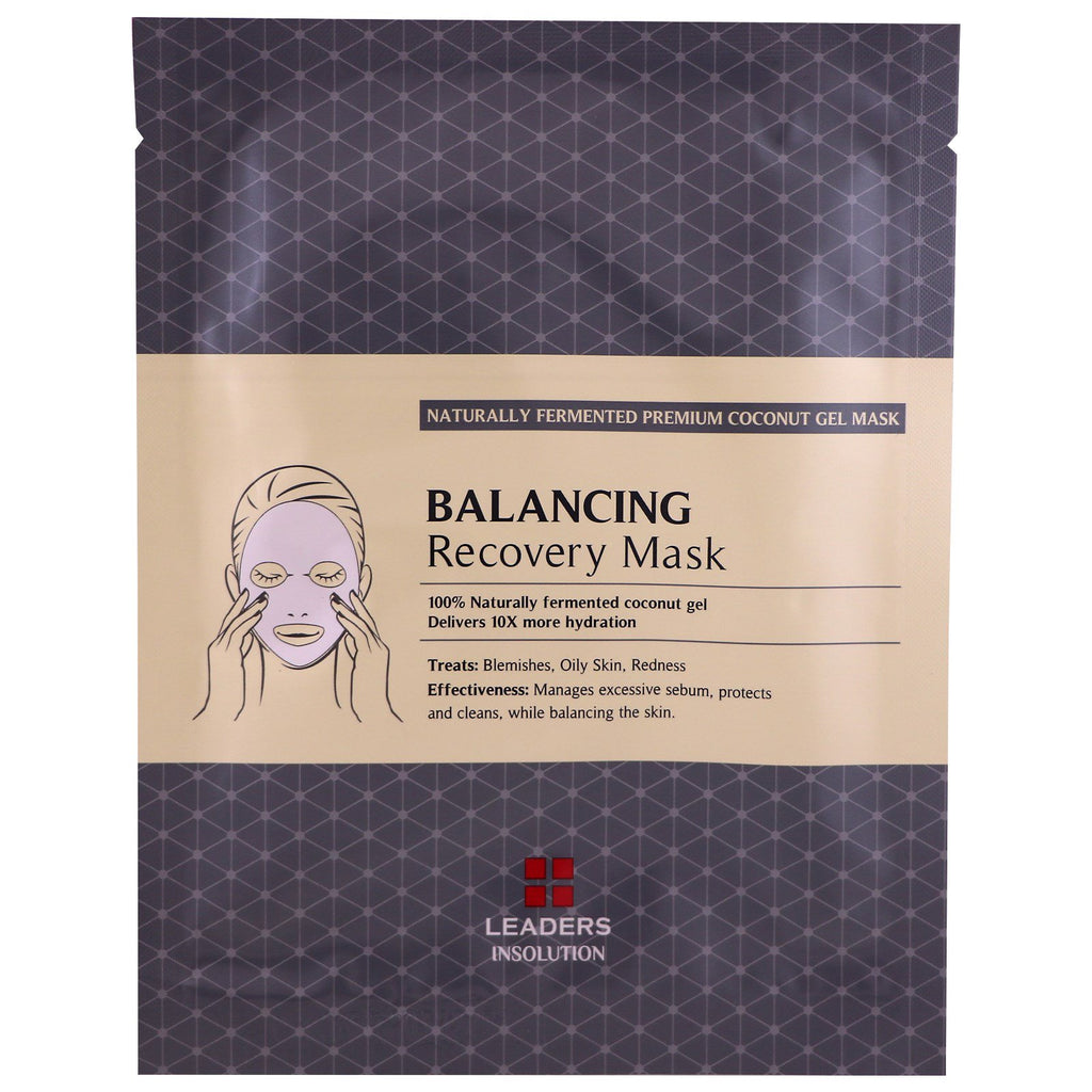 Leaders, Coconut Gel Balancing Recovery Mask, 1 Mask, 30 ml
