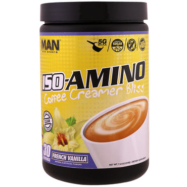 MAN Sports, ISO-アミノ コーヒー クリーマー ブリス、フレンチ バニラ、7.41 オンス (210 g)