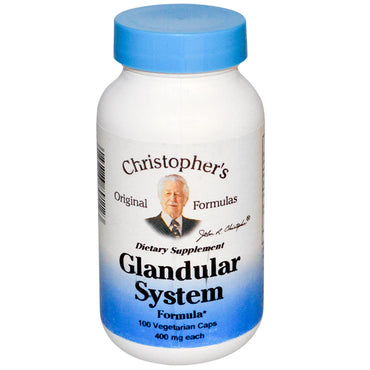 Christopher's Original Formulas, Formule du système glandulaire, 400 mg, 100 gélules végétariennes
