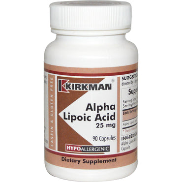 Kirkman Labs, アルファリポ酸、25 mg、90 カプセル