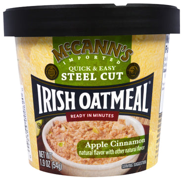 McCann's Irish Oatmeal, corte de acero fácil y rápido, manzana y canela, 54 g (1,9 oz)