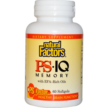 Natural Factors, Memoria PSâ€¢ IQ con aceites ricos en AGE, 60 cápsulas blandas