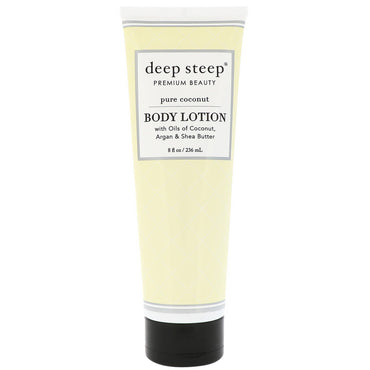 Deep Steep, lotion pour le corps, noix de coco pure, 8 fl oz (236 ml)