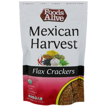 Foods Alive, مقرمشات الكتان، الحصاد المكسيكي، 4 أونصة (113 جم)