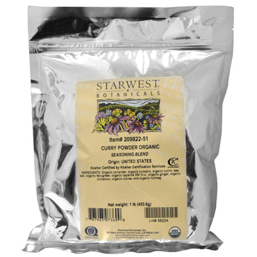 Starwest Botanicals, curry en polvo, 453,6 g (1 libra)