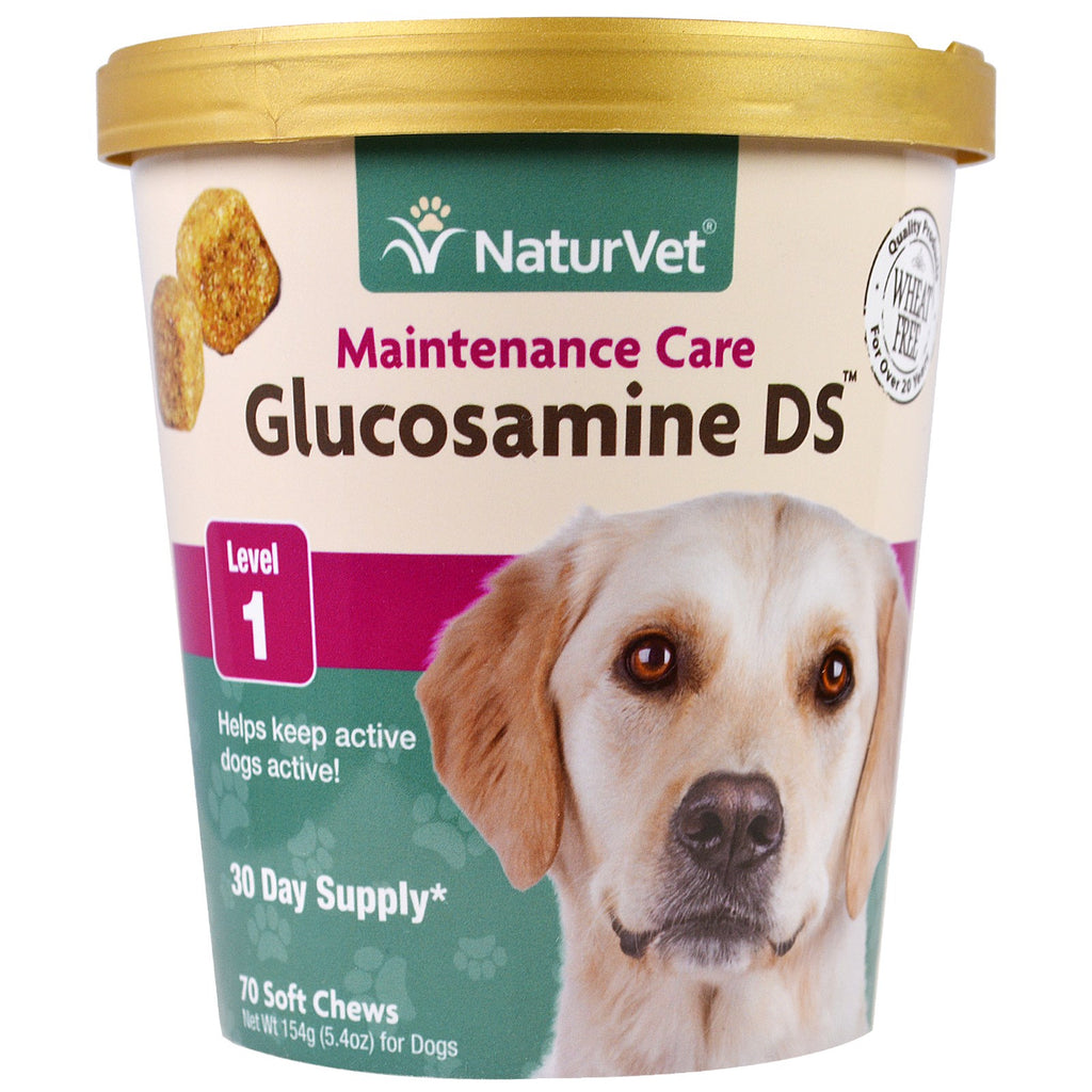 NaturVet, Glucosamine DS, cura di mantenimento, livello 1, 70 prodotti da masticare morbidi, 5,4 once (154 g)