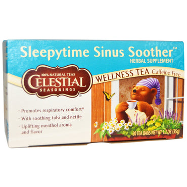 Celestial Seasonings, Calmante sinusal Sleepytime, Té de bienestar, Sin cafeína, 20 bolsitas de té, 35 g (1,2 oz)