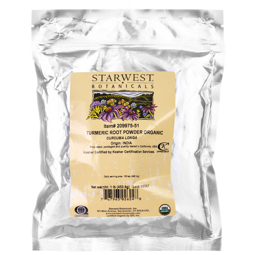 Starwest Botanicals, pudră de rădăcină de turmeric, 1 lb (453,6 g)