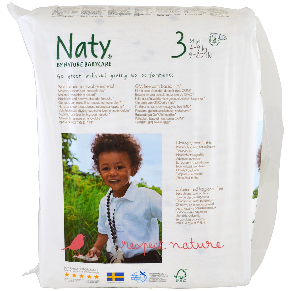 Naty, Couches, Taille 3, 9-20 lb (4-9 kg), 31 Couches