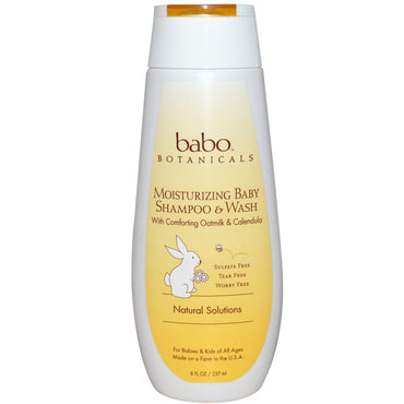 Babo Botanicals, șampon și spălat hidratant pentru copii, lapte de ovăz și gălbenele, 8 fl oz (237 ml)