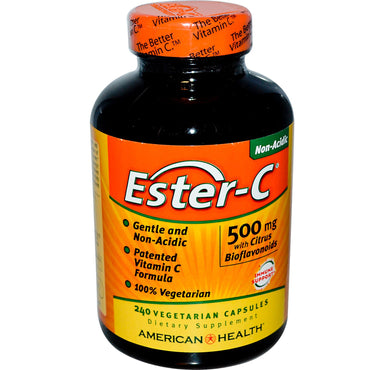 American Health, Ester-C med sitrusbioflavonoider, 500 mg, 240 grønnsakskapsler