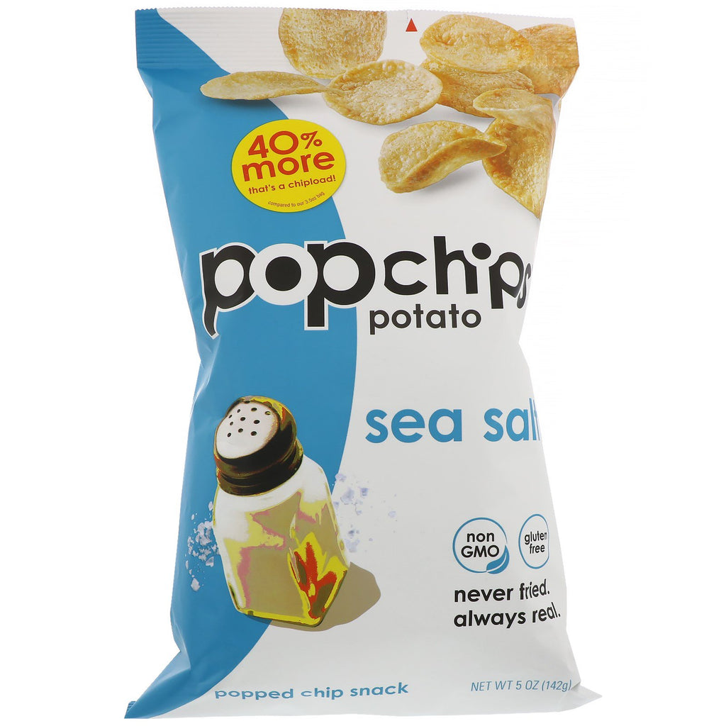 Popchips, chips de pomme de terre, sel de mer, 5 oz (142 g)