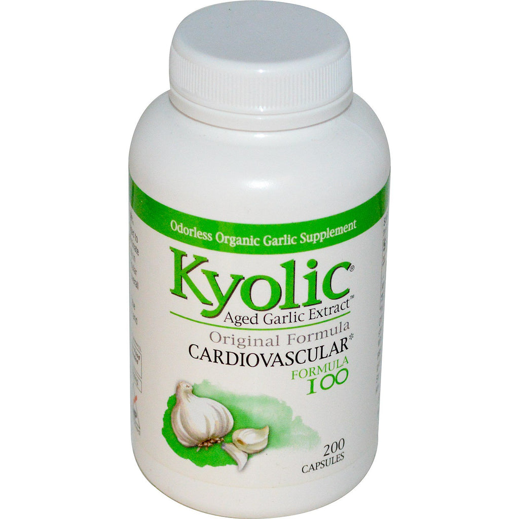 Wakunaga - kyolic, oud knoflookextract, cardiovasculair, formule 100, 200 capsules