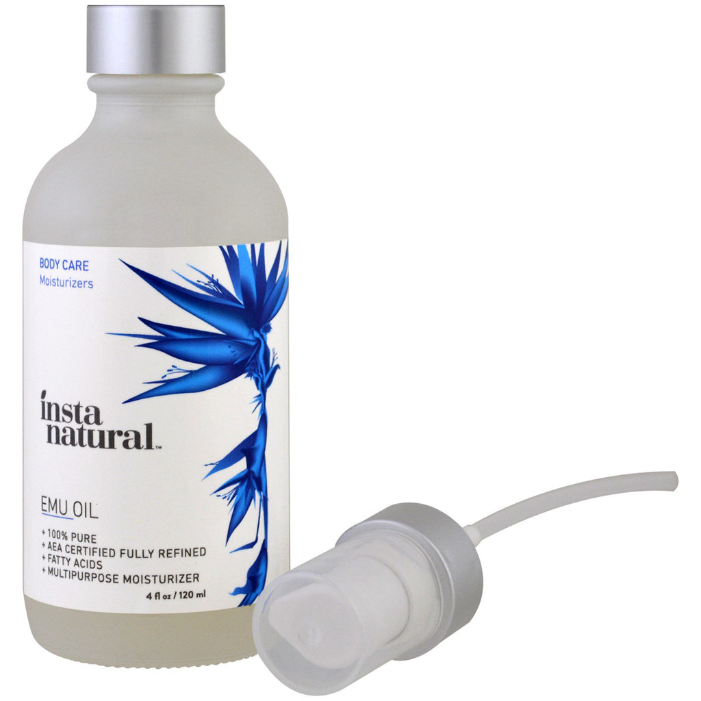 InstaNatural, زيت Emu نقي 100%، للعناية بالجسم، مرطبات، 4 أونصة سائلة (120 مل)