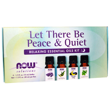 Now Foods, Let There Be Peace &amp; Quiet, kit de aceites esenciales relajantes, 4 botellas, 1/3 fl oz (10 ml) cada una