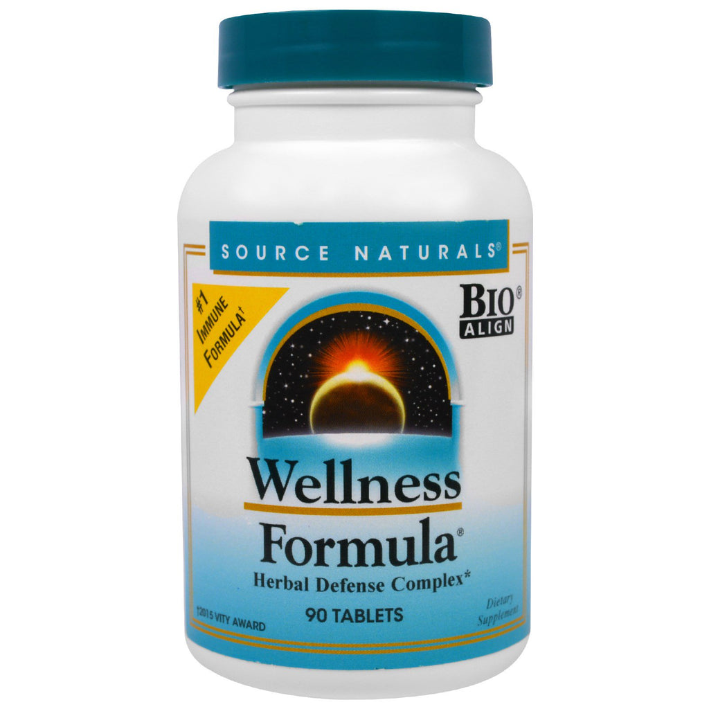 Source naturals, wellness formula, bio-align, örtförsvarskomplex, 90 tabletter