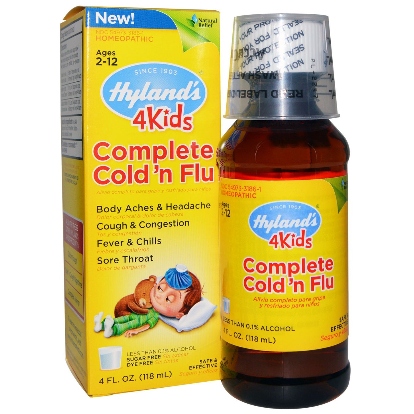 Hyland's, 4Kids, Kompletne przeziębienie i grypa, 4 uncje (118 ml)