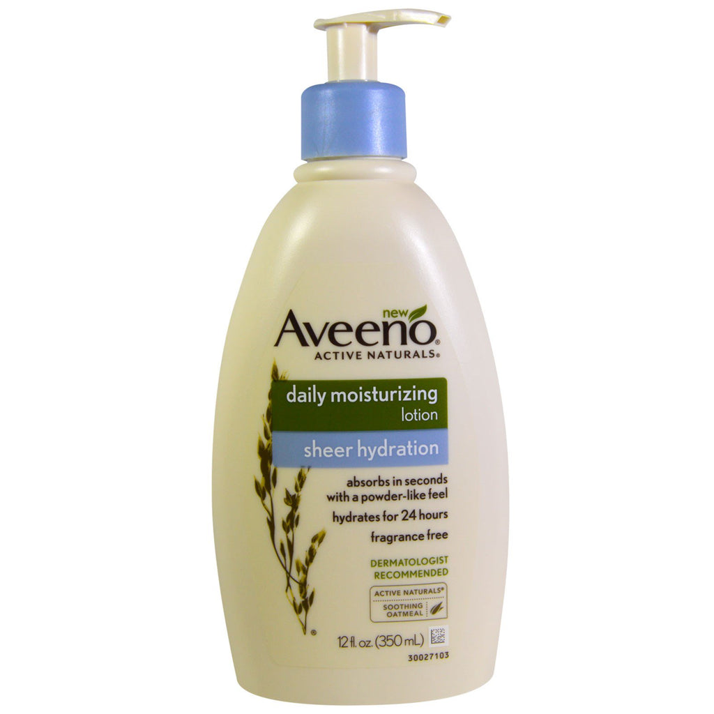 Aveeno, Active Naturals, Daily Moisturizing Lotion, Sheer Hydration, Fragrance Free, 12 fl oz (350 ml)