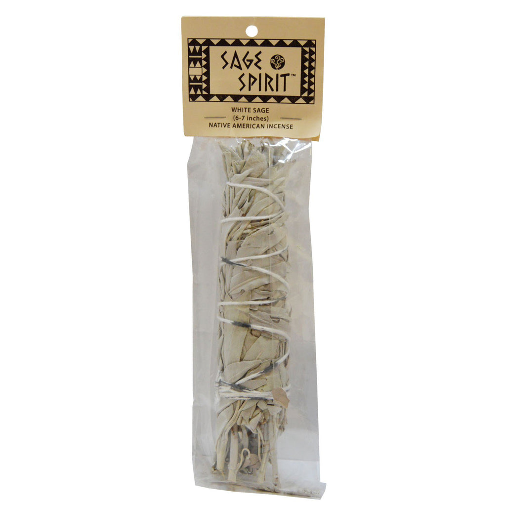 Sage Spirit, Native American Incense, White Sage, Large (6-7 inches), 1 Smudge Wand