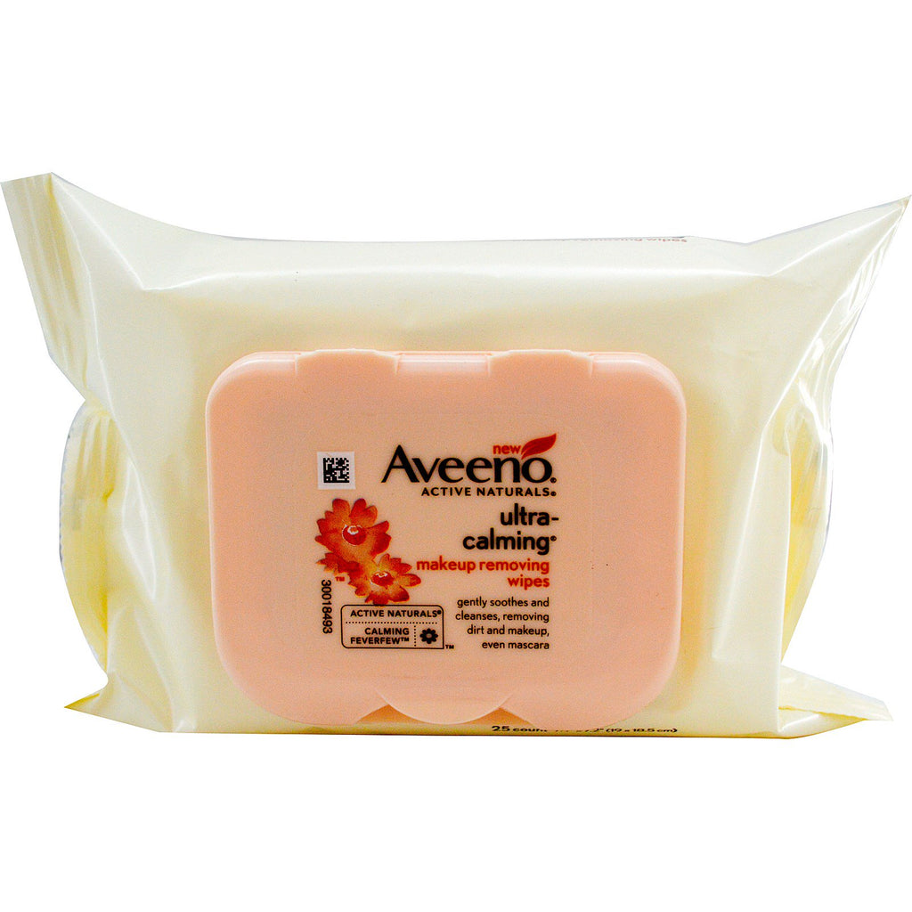 Aveeno, Active Naturals, ultra-beruhigende Tücher zum Abschminken, 25 Stück, jeweils 19 x 18,5 cm (7,4 x 7,2 Zoll).