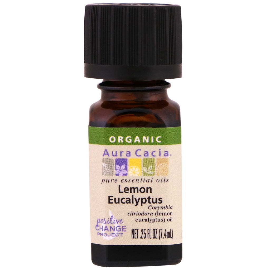Aura Cacia, 100% pure etherische olie, citroen-eucalyptus, .25 fl oz (7,4 ml)