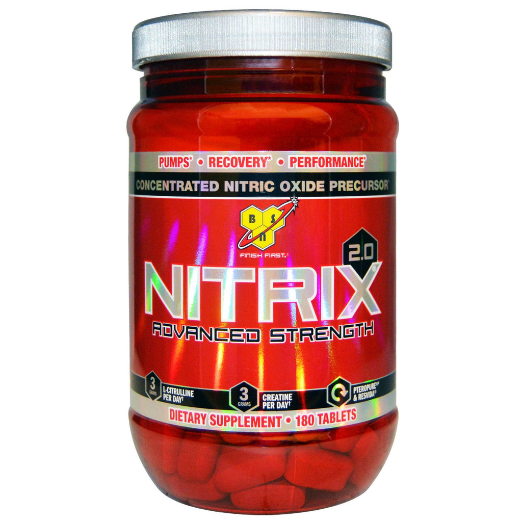 Bsn, nitrix 2.0, precursor concentrado de óxido nítrico, 180 comprimidos