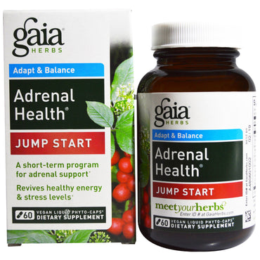 Gaia Herbs, Adrenal Health, Jump Start, 60 fitocápsulas líquidas veganas