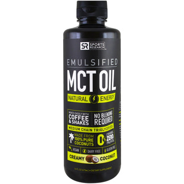 Sports Research, emulsionado, aceite MCT, coco cremoso, 16 fl oz (473 ml)
