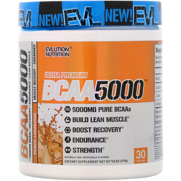 EVLution Nutrition, BCAA5000, Peach Lemonade, 9.8 oz (279 g)