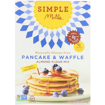 Simple Mills, Naturally Gluten-Free, Almond Flour Mix, Pancake & Waffle, 10.7 oz (303 g)
