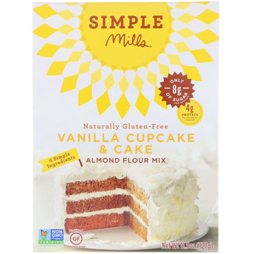 Simple Mills, Naturalmente sin gluten, mezcla de harina de almendras, pastelito y pastelito de vainilla, 11,5 oz (327 g)