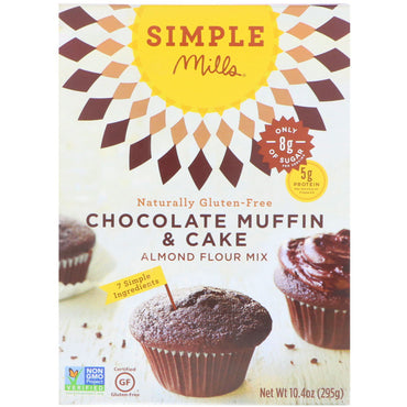 Simple Mills, naturligt glutenfri, mandelmjölsblandning, chokladmuffin & kaka, 10,4 oz (295 g)