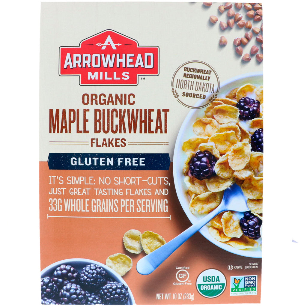 Arrowhead Mills, Maple Bokhvete Flakes, Glutenfri, 10 oz (283 g)