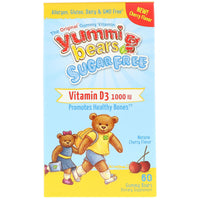 Hero Nutritional Products, Yummi Bears, Vitamin D3, Sugar Free, Natural Cherry Flavor, 1000 IU, 60 Gummy Bears