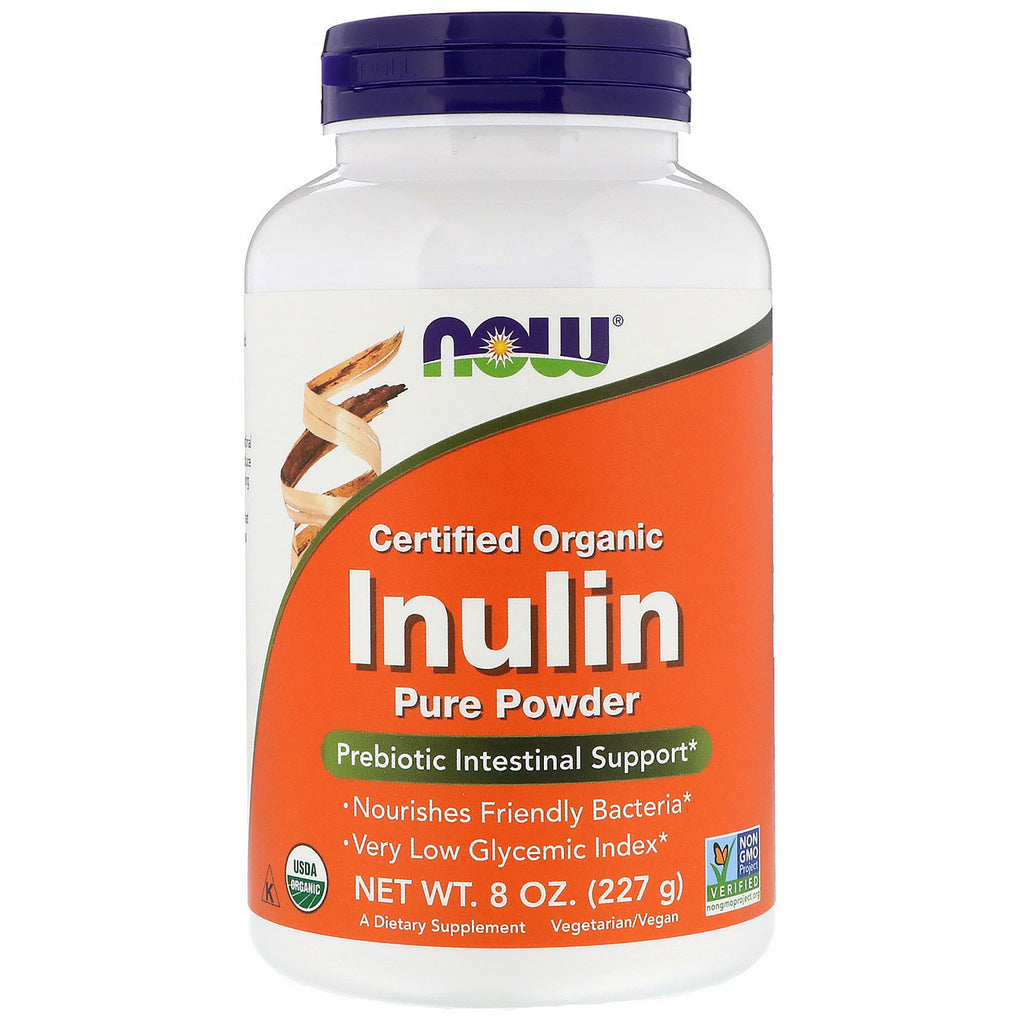 Now Foods, sertifisert inulin, rent pulver, 8 oz (227 g)