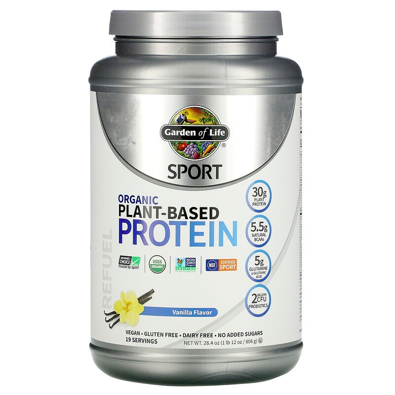Garden of Life, Sport, organisk plantebasert protein, vanilje, 806 g (1 lb 12 oz)