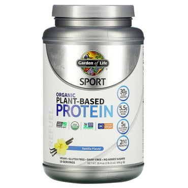 Garden of Life, Sport, økologisk plantebaseret protein, vanilje, 1 lb 12 oz (806 g)