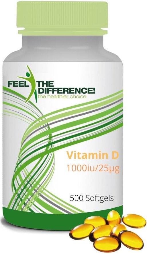 FEEL THE DIFFERENCE Vitamin D3 1000iu/25μg, 500 Softgels