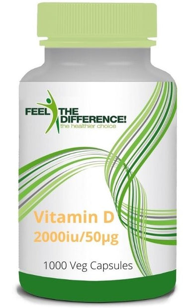 FEEL THE DIFFERENCE Vitamin D3 2000iu/50μg, 1000 Veg Capsules