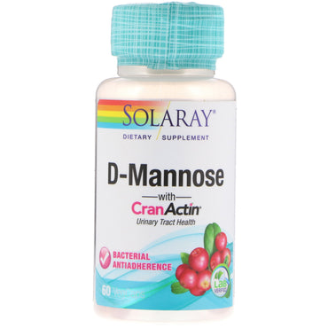 Solaray, D-Manosa con CranActin, Salud del tracto urinario, 60 cápsulas vegetales