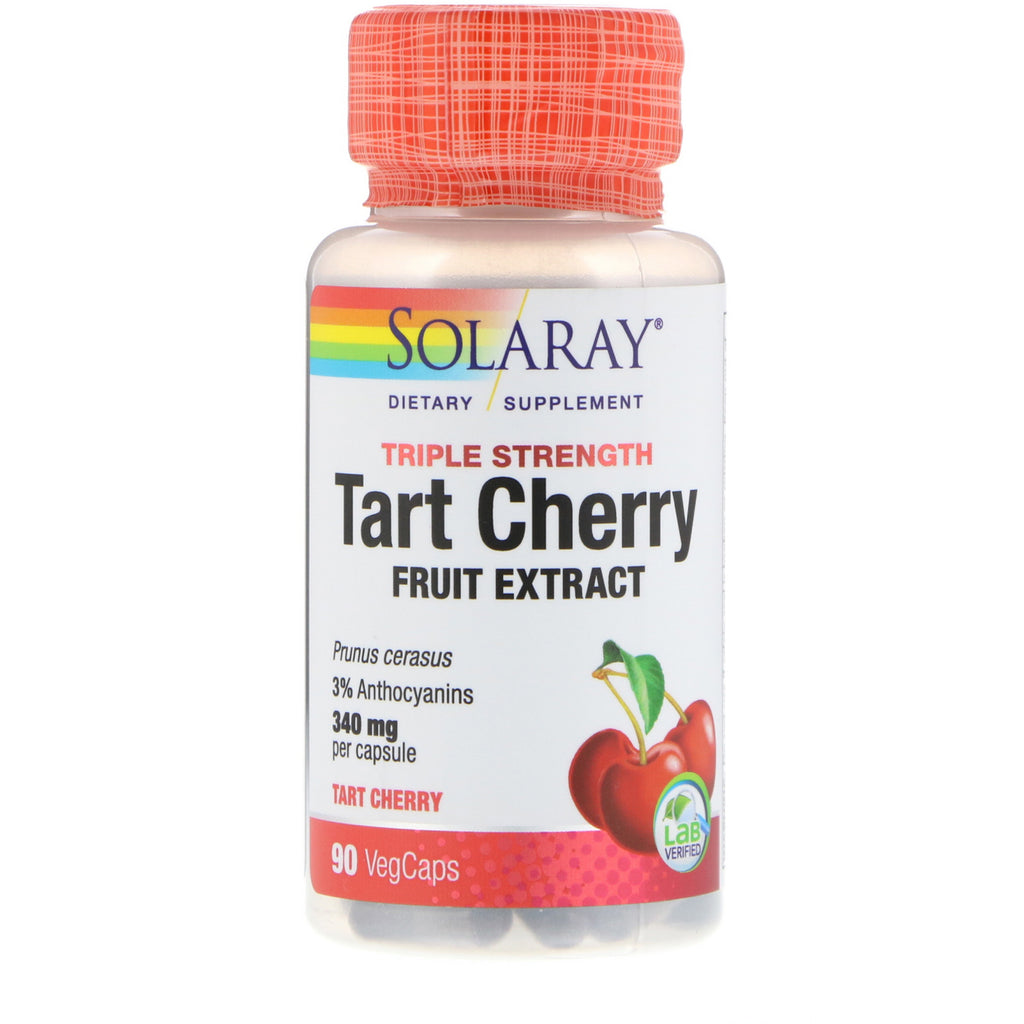 Solaray, extract de fructe de cireșe cu triplă putere, 340 mg, 90 capsule vegetale