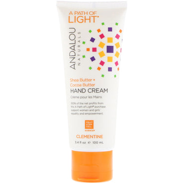 Andalou Naturals, A Path of Light, Shea Butter + Cacaoboter Handcrème, Clementine, 3.4 fl oz (100 ml)