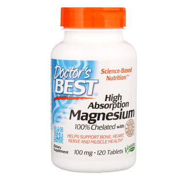 Doctor's Best, Magnesium med høj absorption, 120 tabletter