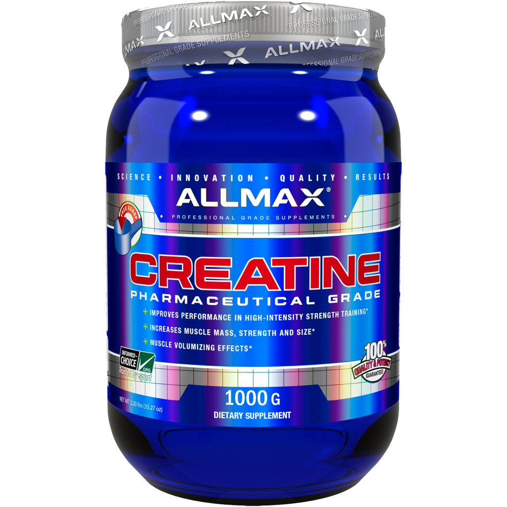 ALLMAX Nutrition, مسحوق الكرياتين، 100% كرياتين أحادي الهيدرات النقي النقي، كرياتين من الدرجة الصيدلانية، 35.27 أونصة (1000 جم)