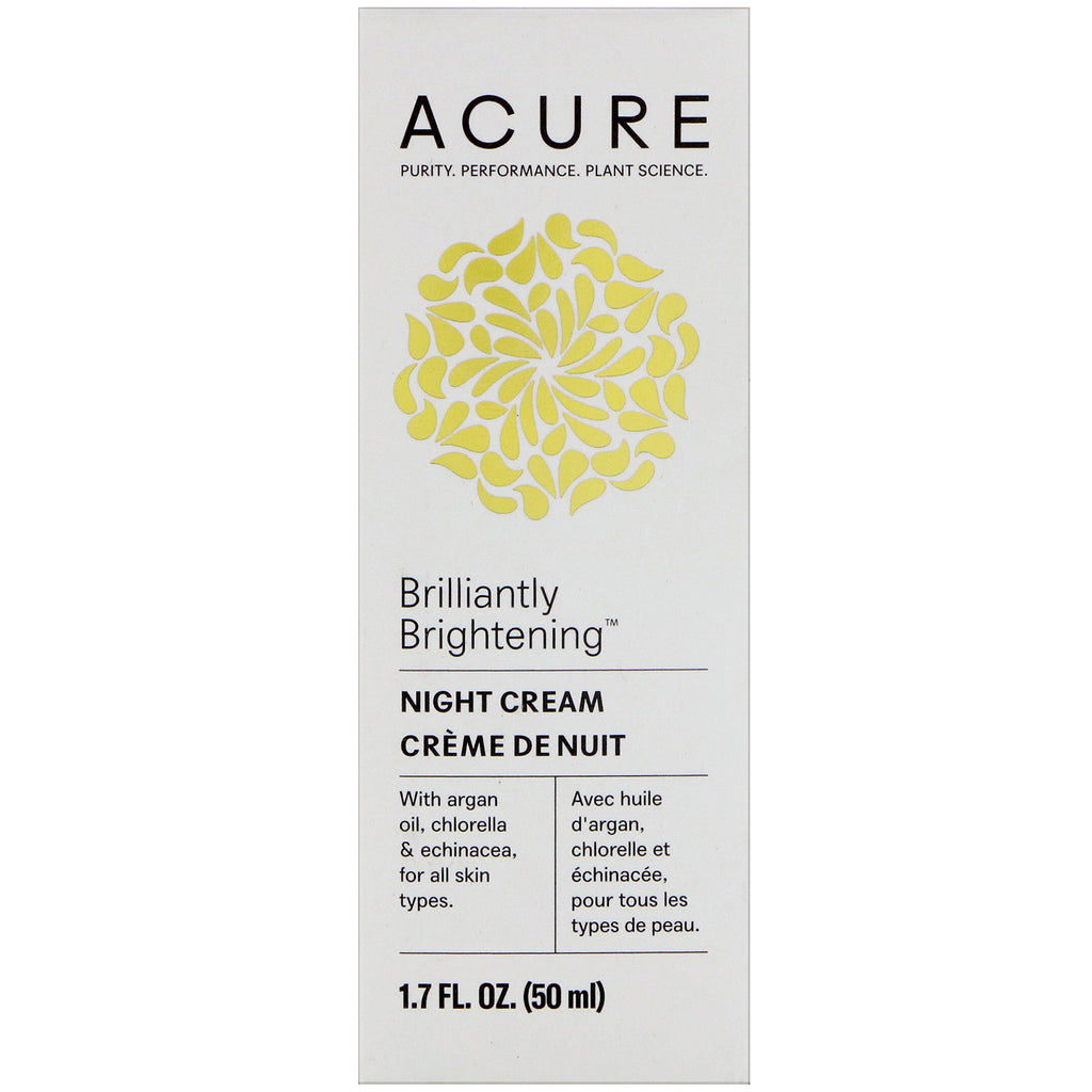 Acure, Brilliantly Brightening, Crema de noche, 1,7 fl oz (50 ml)